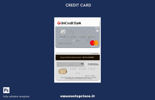 modello di carta di credito MasterCard Germania UniCredit Bank stile verificato